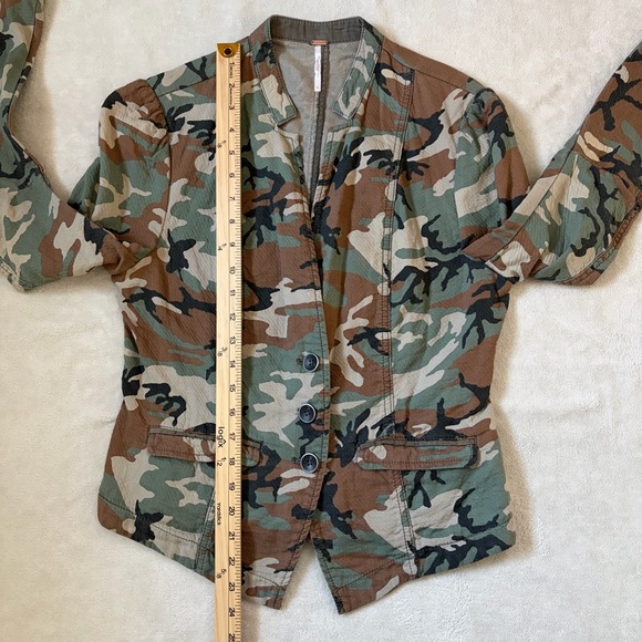 Free People Camo Army Cotton Fitted Blazer Jacket - Picture 14 of 15